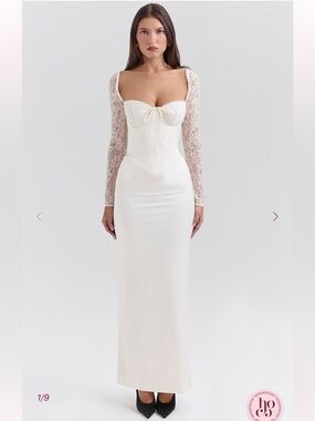 HOUSE OF CB 'Perdi" Vintage Ivory Satin Maxi Dress NWOT